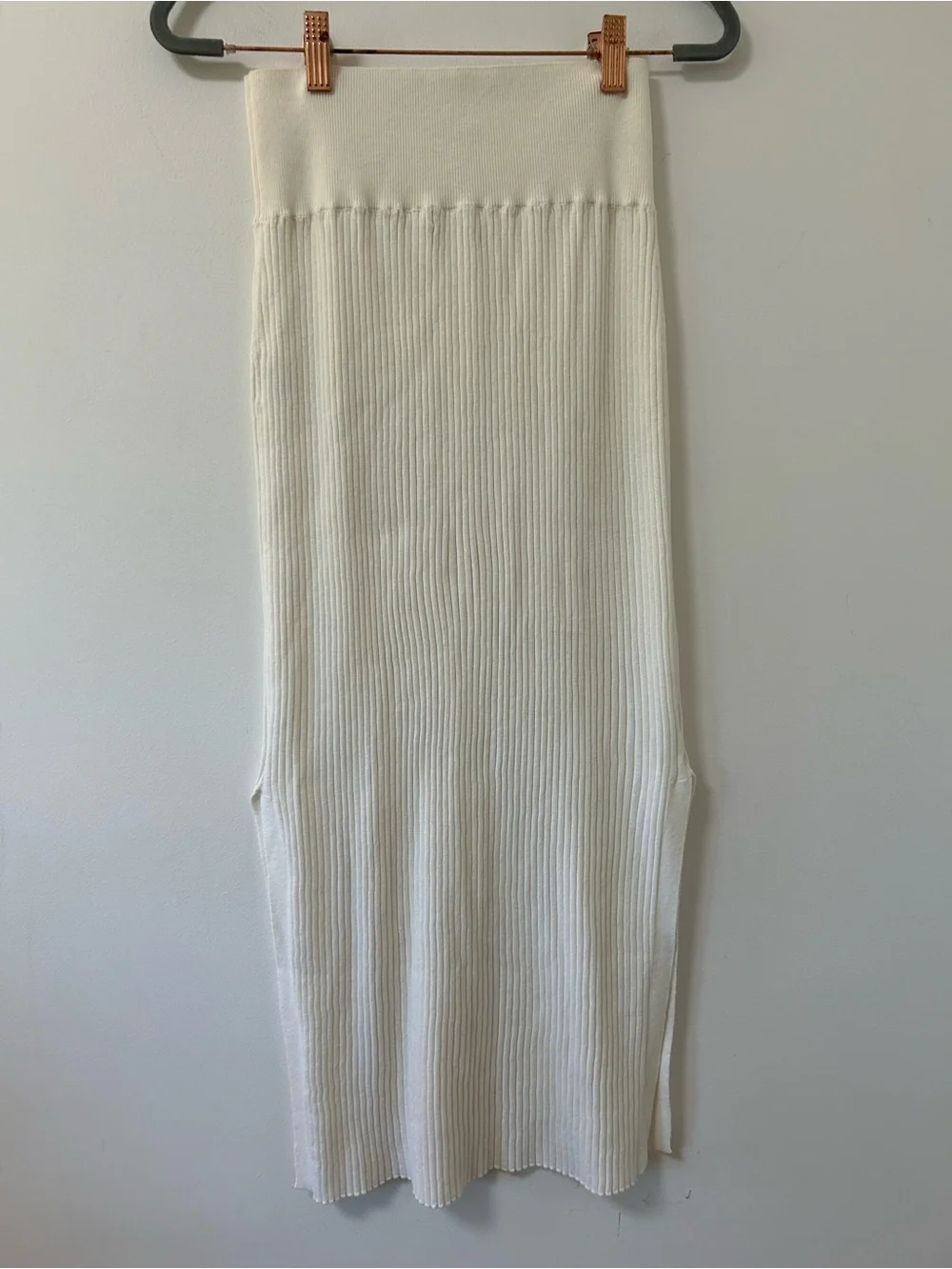 Named cashmere Cream Ribbed Knit Pencil Midi Skirt small - Picture 4 of 8